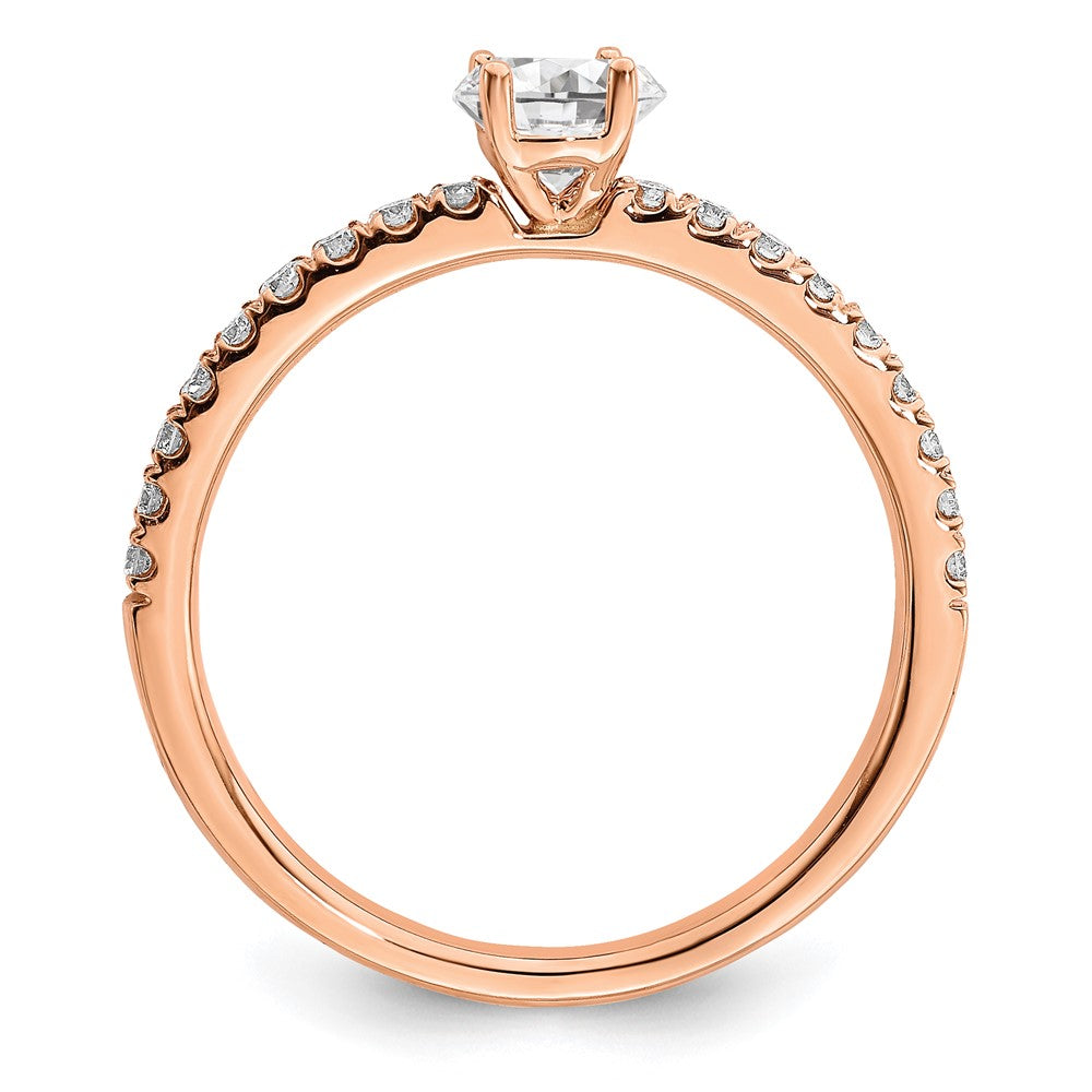14K Roségold Verlobungsring mit 0,5 ct. Laborgezüchteten Diamanten im Rundschliff, VS/SI+ G+, komplett besetzt