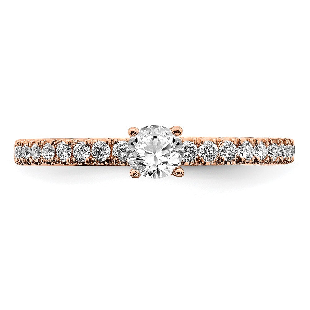 14K Roségold Verlobungsring mit 0,5 ct. Laborgezüchteten Diamanten im Rundschliff, VS/SI+ G+, komplett besetzt