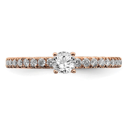 14K Roségold Verlobungsring mit 0,5 ct. Laborgezüchteten Diamanten im Rundschliff, VS/SI+ G+, komplett besetzt