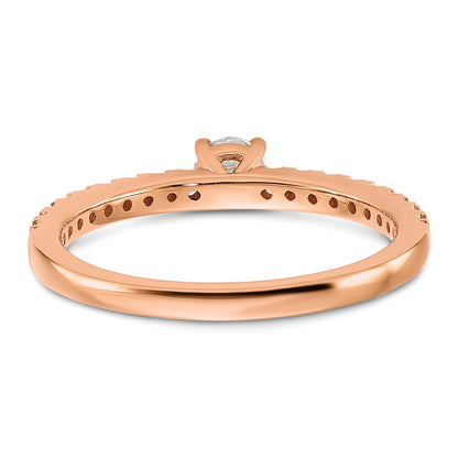 14K Roségold Verlobungsring mit 0,5 ct. Laborgezüchteten Diamanten im Rundschliff, VS/SI+ G+, komplett besetzt