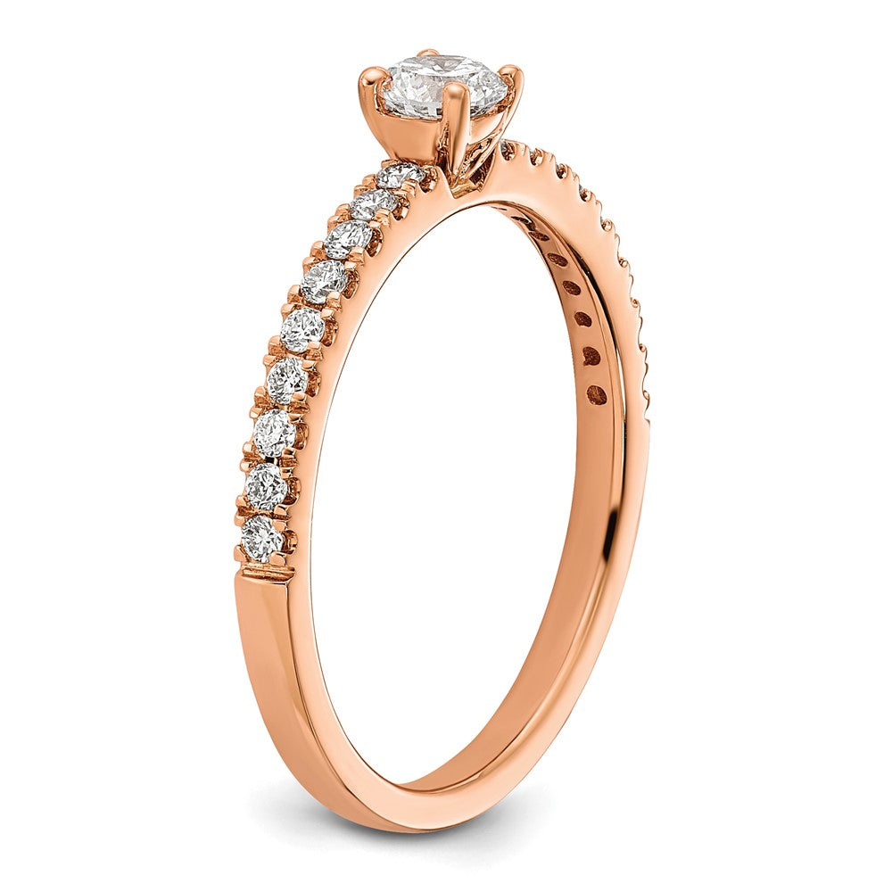 14K Roségold Verlobungsring mit 0,5 ct. Laborgezüchteten Diamanten im Rundschliff, VS/SI+ G+, komplett besetzt