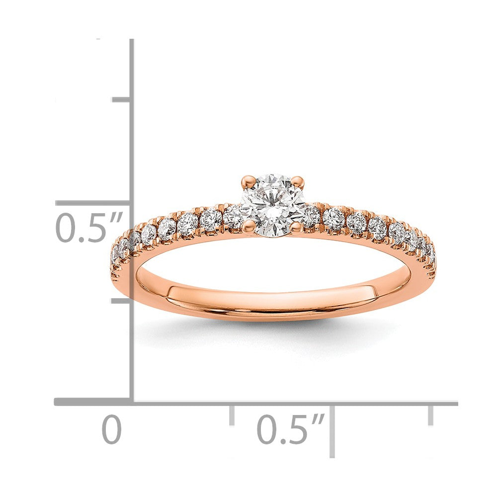 14K Roségold Verlobungsring mit 0,5 ct. Laborgezüchteten Diamanten im Rundschliff, VS/SI+ G+, komplett besetzt