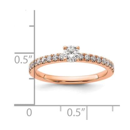 14K Roségold Verlobungsring mit 0,5 ct. Laborgezüchteten Diamanten im Rundschliff, VS/SI+ G+, komplett besetzt