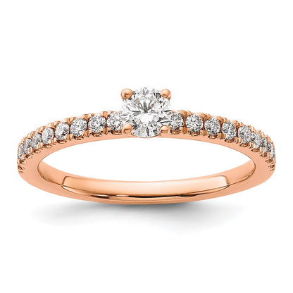 14K Roségold Verlobungsring mit 0,5 ct. Laborgezüchteten Diamanten im Rundschliff, VS/SI+ G+, komplett besetzt