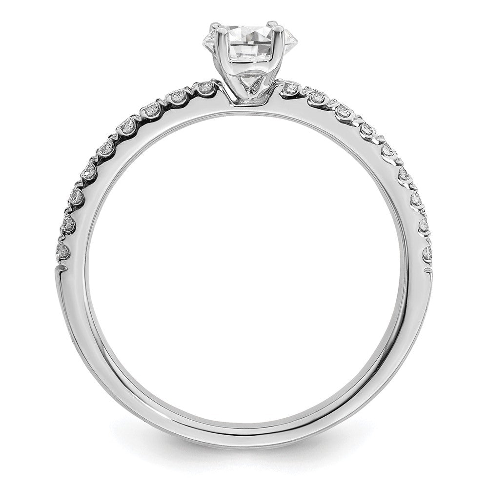 14K Weißgold Verlobungsring mit 0,5 ct. laborgezüchteten Diamanten, rundem Schliff, VS/SI+ G+, komplett, Größe 7