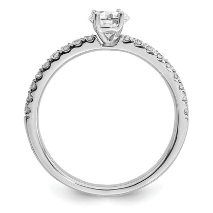 14K Weißgold Verlobungsring mit 0,5 ct. laborgezüchteten Diamanten, rundem Schliff, VS/SI+ G+, komplett, Größe 7