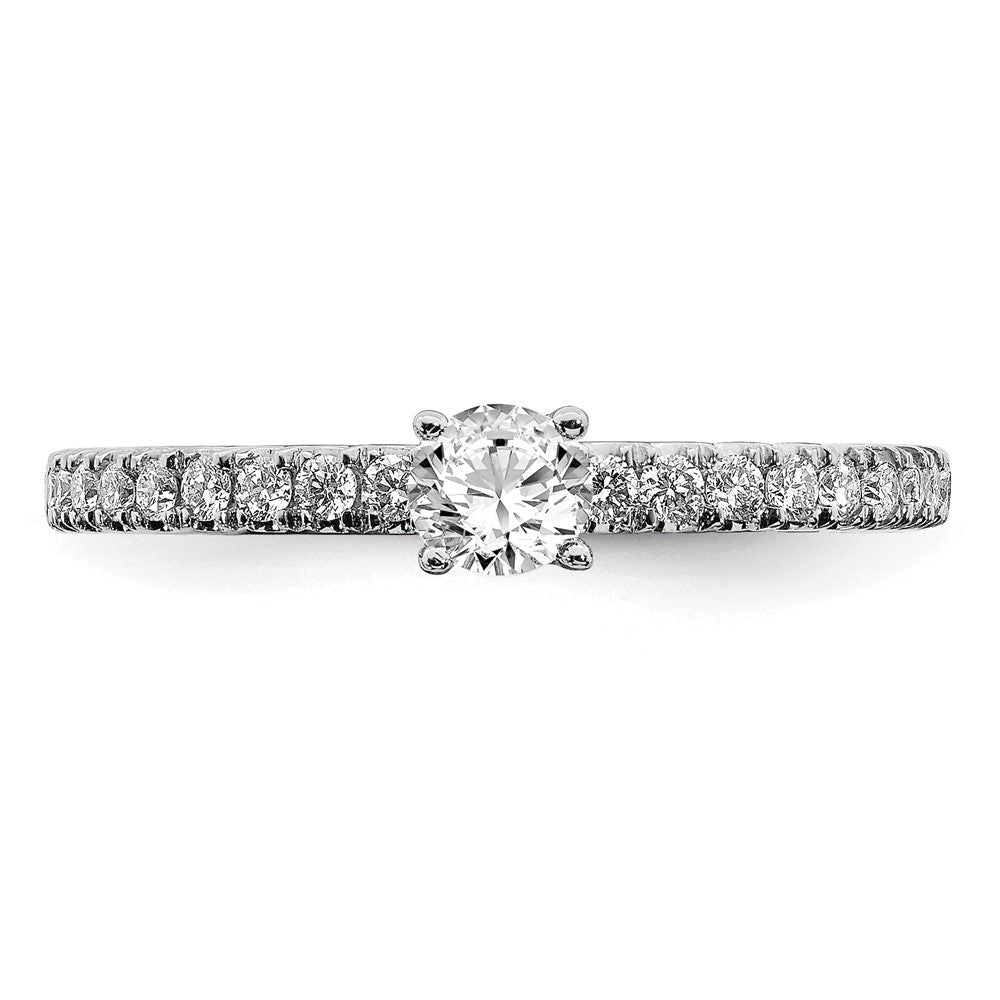 14K Weißgold Verlobungsring mit 0,5 ct. laborgezüchteten Diamanten, rundem Schliff, VS/SI+ G+, komplett, Größe 7