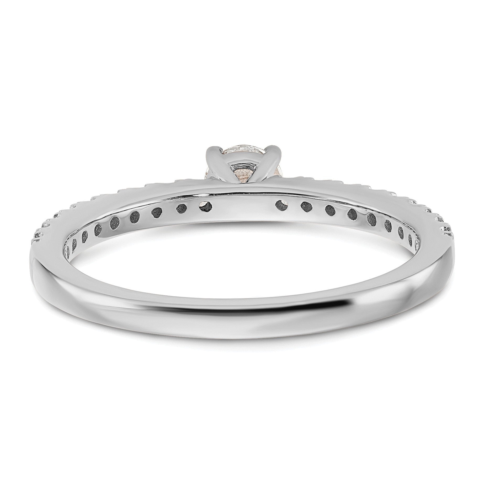 14K Weißgold Verlobungsring mit 0,5 ct. laborgezüchteten Diamanten, rundem Schliff, VS/SI+ G+, komplett, Größe 7