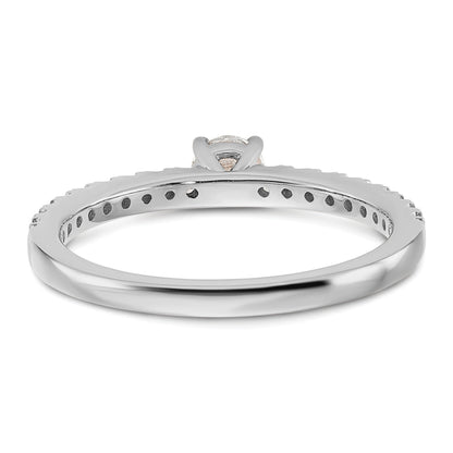 14K Weißgold Verlobungsring mit 0,5 ct. laborgezüchteten Diamanten, rundem Schliff, VS/SI+ G+, komplett, Größe 7