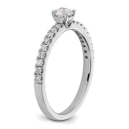 14K Weißgold Verlobungsring mit 0,5 ct. laborgezüchteten Diamanten, rundem Schliff, VS/SI+ G+, komplett, Größe 7