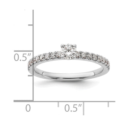 14K Weißgold Verlobungsring mit 0,5 ct. laborgezüchteten Diamanten, rundem Schliff, VS/SI+ G+, komplett, Größe 7