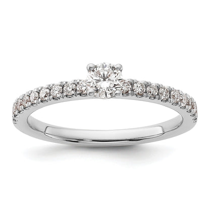 14K Weißgold Verlobungsring mit 0,5 ct. laborgezüchteten Diamanten, rundem Schliff, VS/SI+ G+, komplett, Größe 7