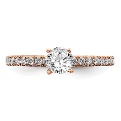 14K Roségold Verlobungsring mit 0,75 ct. rundem Labordiamanten VS/SI+ G+, komplett