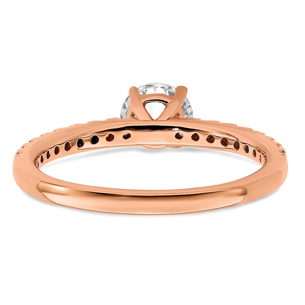 14K Roségold Verlobungsring mit 0,75 ct. rundem Labordiamanten VS/SI+ G+, komplett