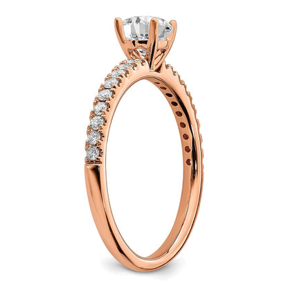 14K Roségold Verlobungsring mit 0,75 ct. rundem Labordiamanten VS/SI+ G+, komplett