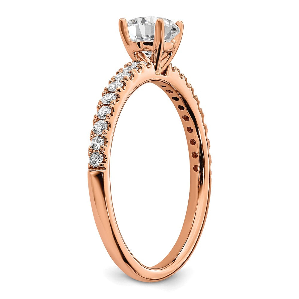 14K Roségold Verlobungsring mit 0,75 ct. Labor gezüchteten Diamanten im Rundschliff, VS/SI+ G+