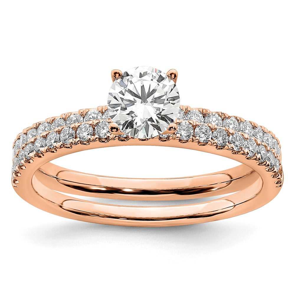 14K Roségold Verlobungsring mit 0,75 ct. Labor gezüchteten Diamanten im Rundschliff, VS/SI+ G+