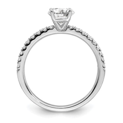 14K Weißgold Verlobungsring mit 1 ct. im Labor gezüchteten Diamanten, rund, VS/SI+ G+