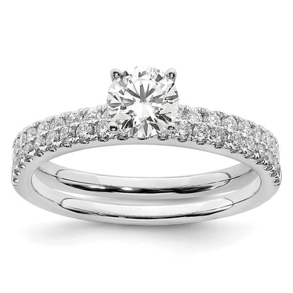 14K Weißgold Verlobungsring mit 0,75 ct. laborgezüchtetem Diamant, rund, VS/SI+ G+, komplett gefasst, Größe 9