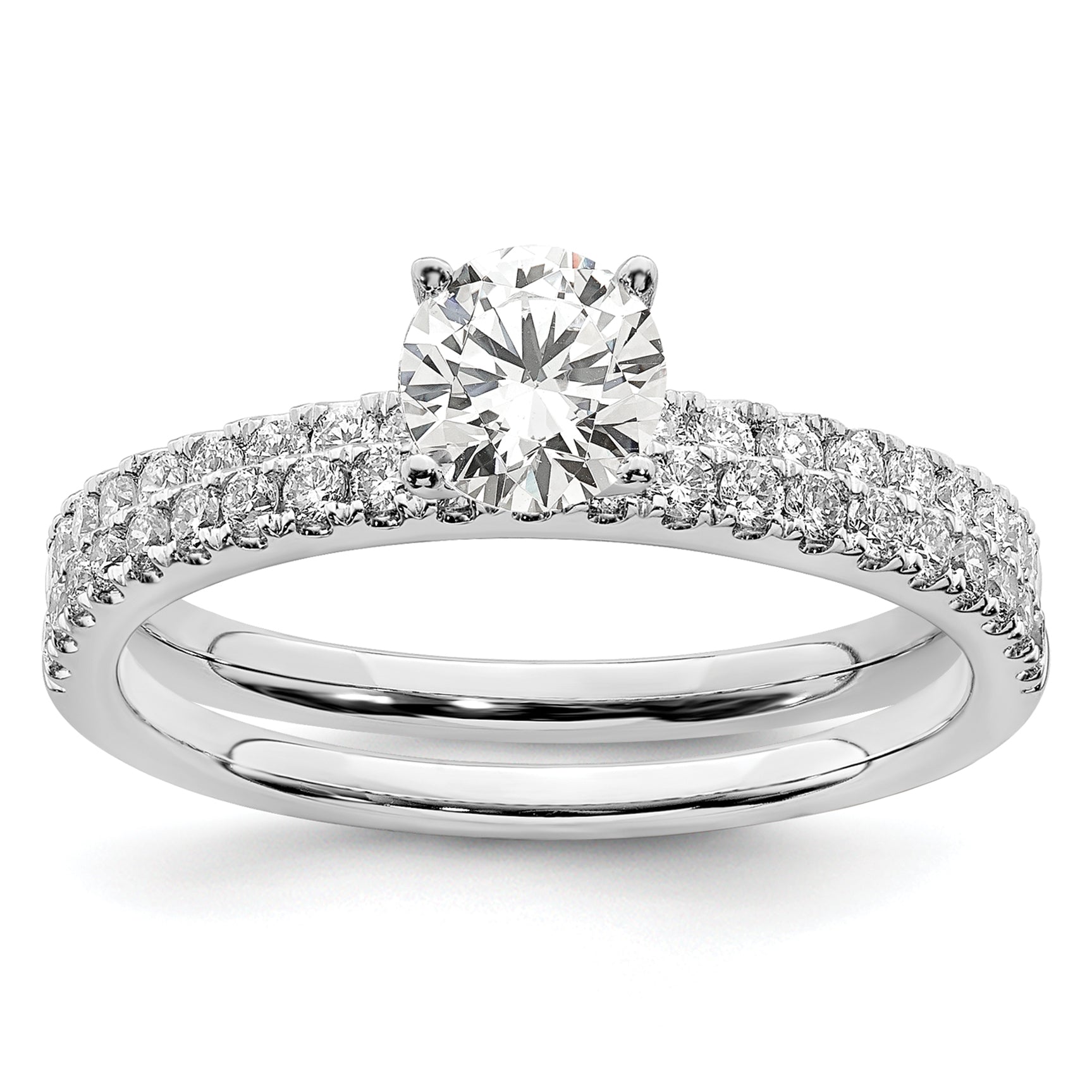 14K Weißgold Verlobungsring mit 0,5 ct. im Labor gezüchteten Diamanten, rund, VS/SI+ G+