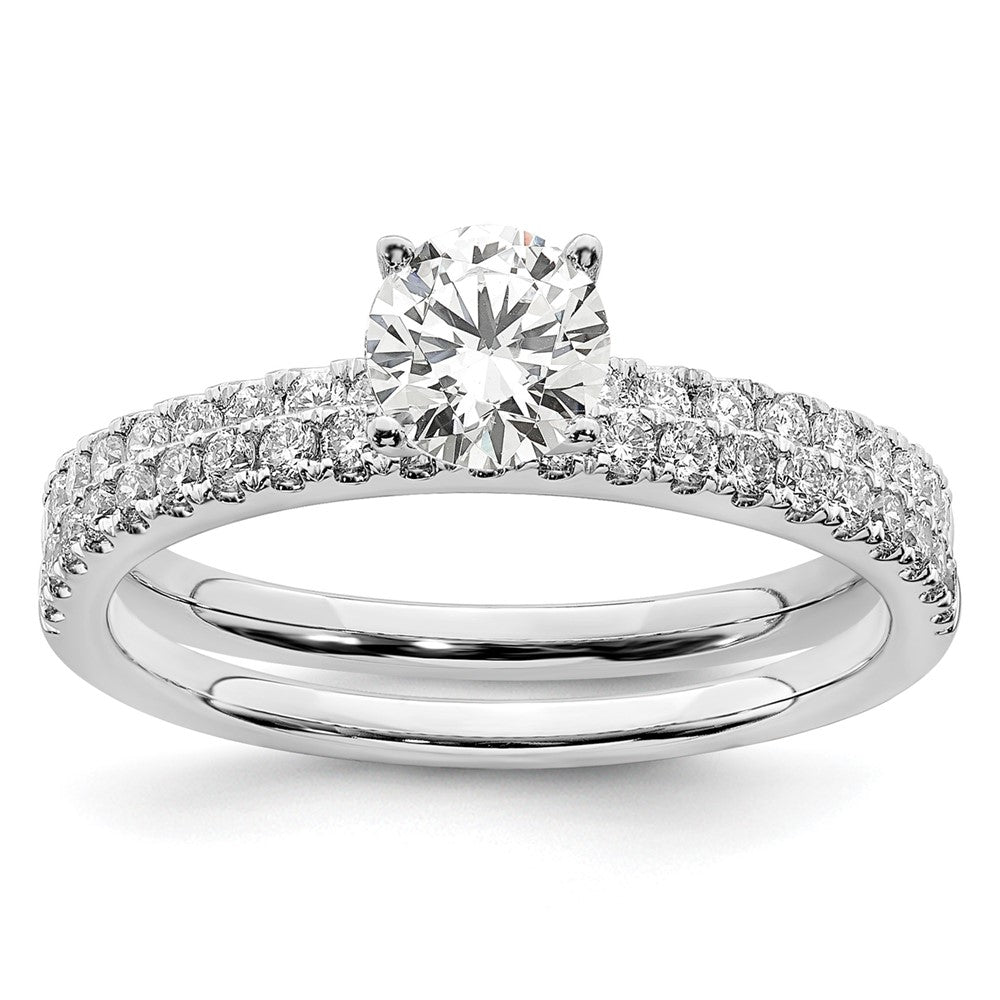 14K Weißgold Verlobungsring mit 0,75 ct. Labor gezüchteten Diamanten, rund, VS/SI+ G+