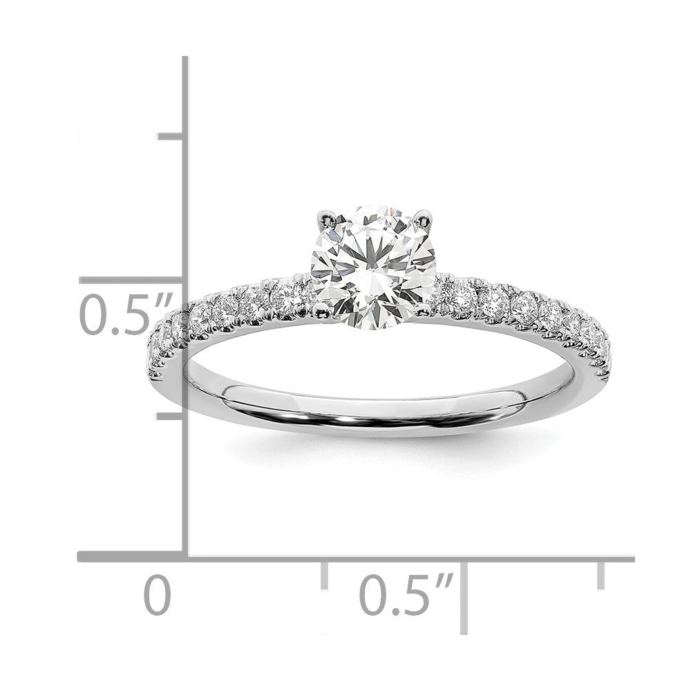 14K Weißgold Verlobungsring mit 1 ct. laborgezüchtetem rundem Diamant VS/SI+ G+, komplett, Größe 7