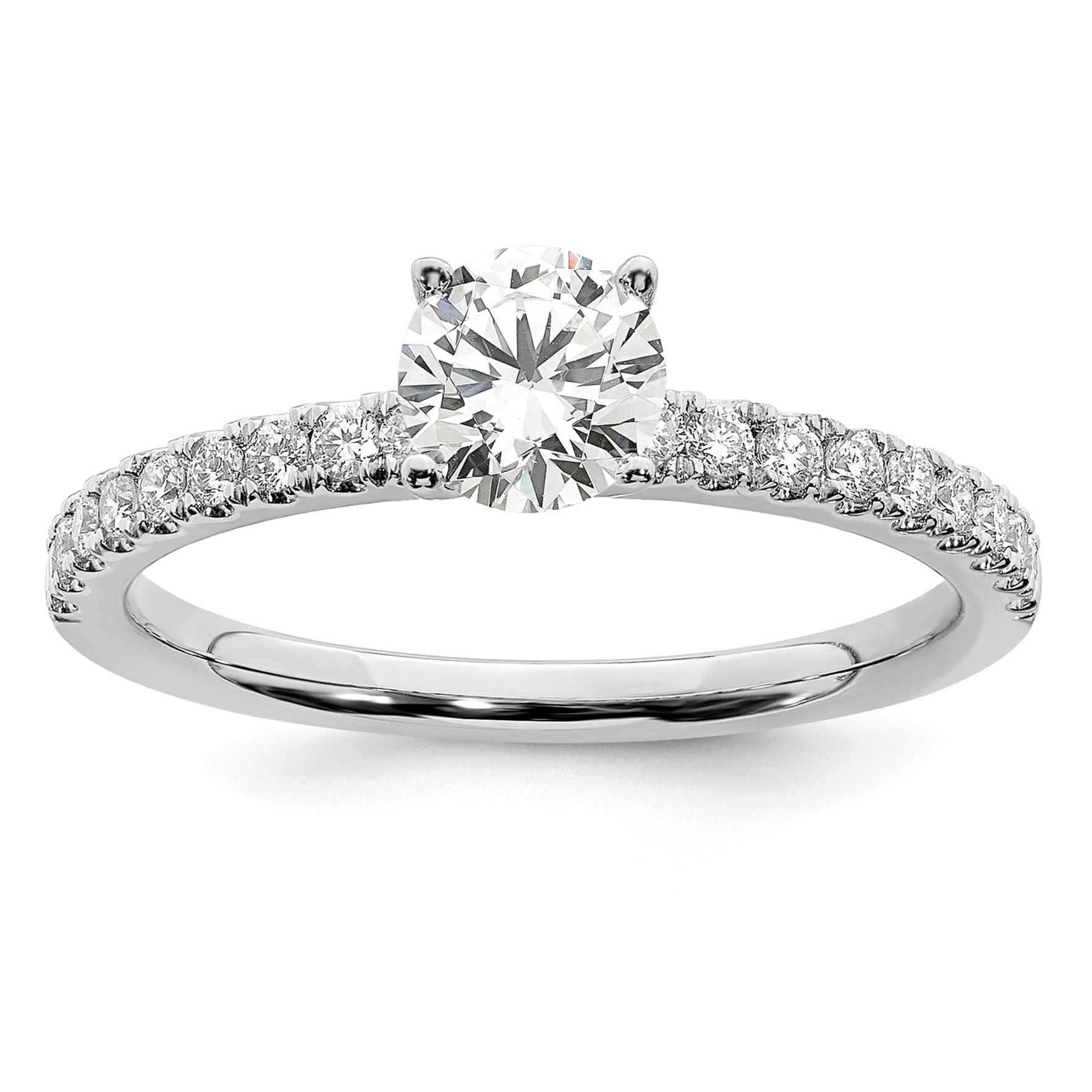 14K Weißgold Verlobungsring mit 0,5 ct. im Labor gezüchteten Diamanten, rund, VS/SI+ G+