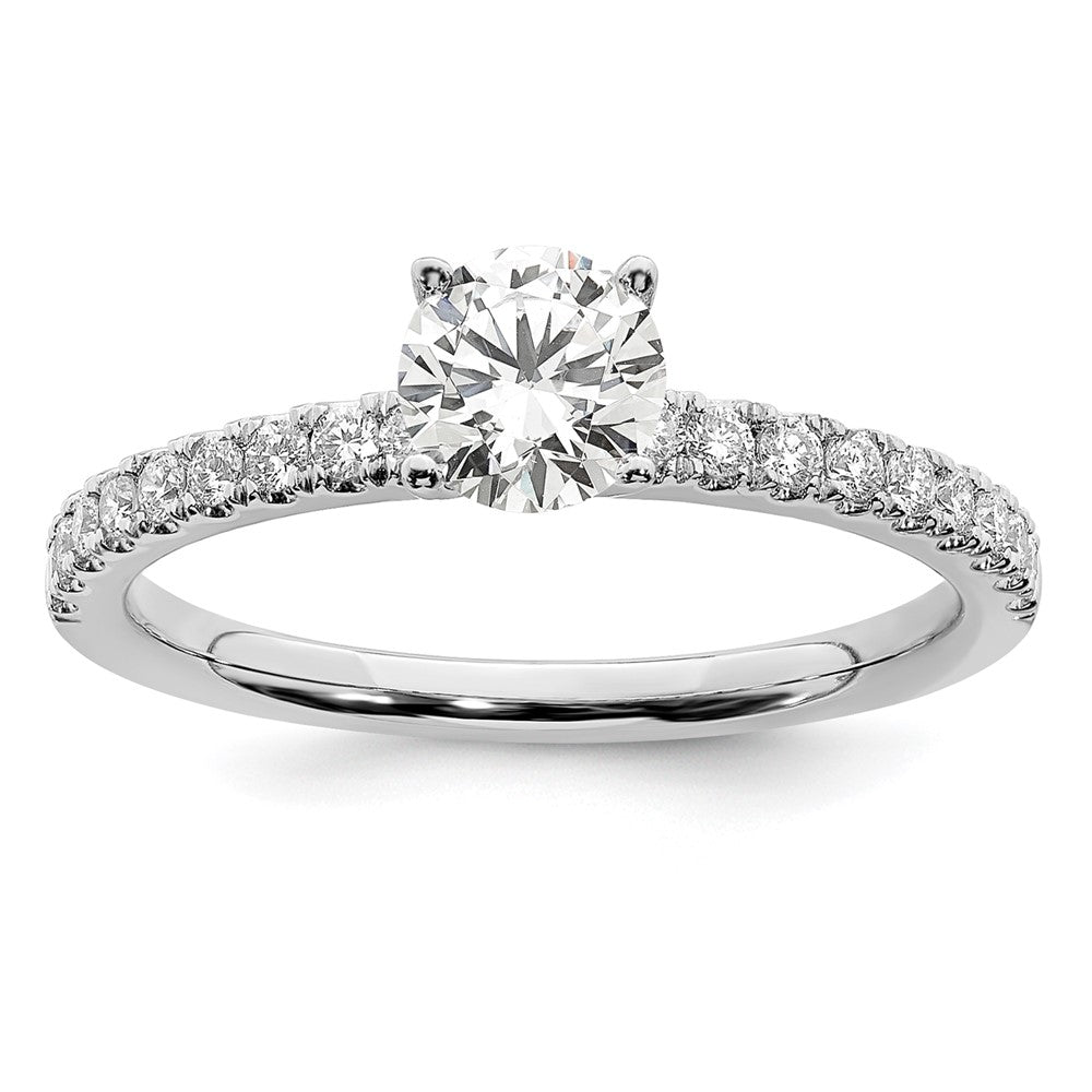14K Weißgold Verlobungsring mit 1 ct. laborgezüchtetem rundem Diamant VS/SI+ G+, komplett, Größe 7