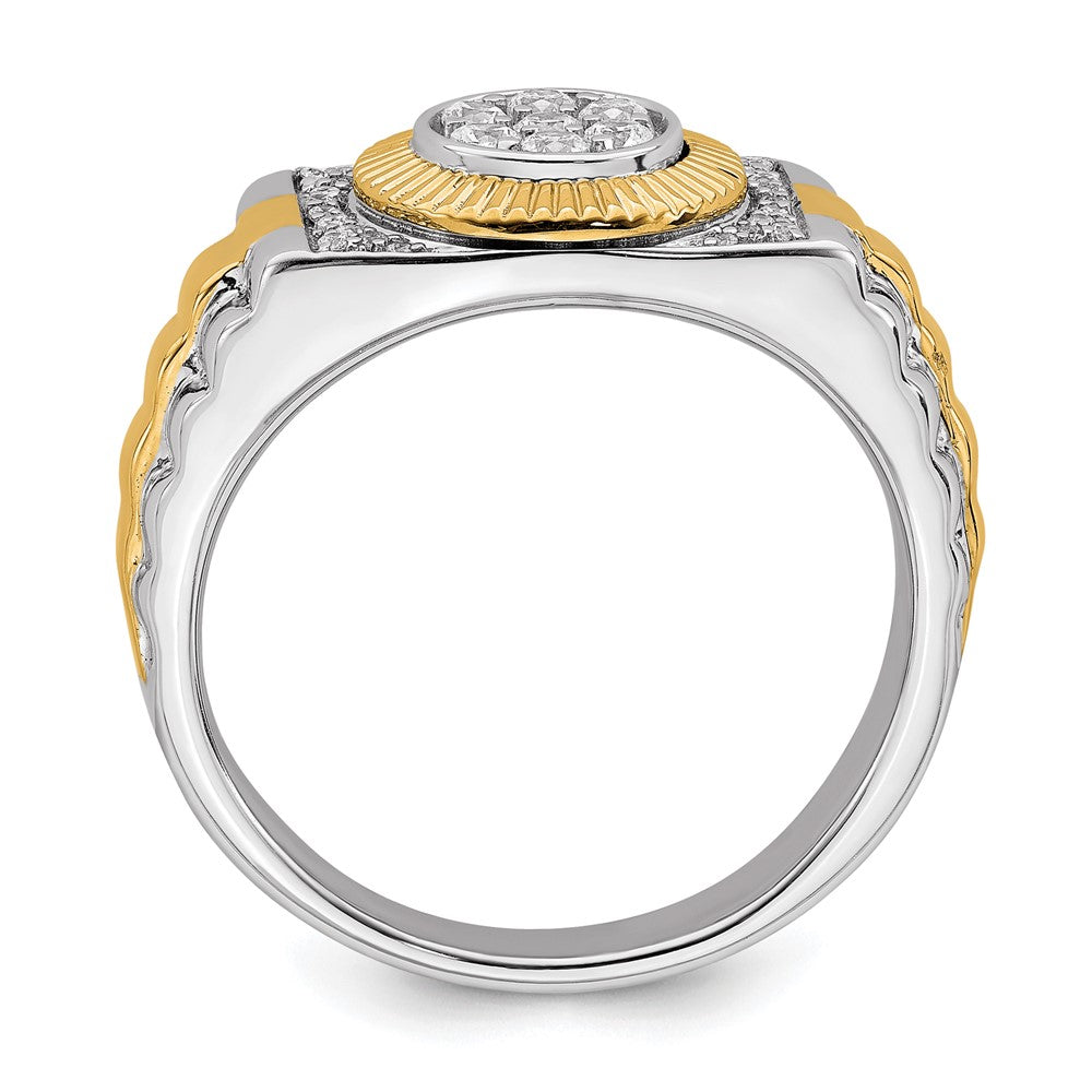10K Bicolor Herrenring mit 0,33 ct. Labor gewachsenem Diamanten, VS/SI+ G+