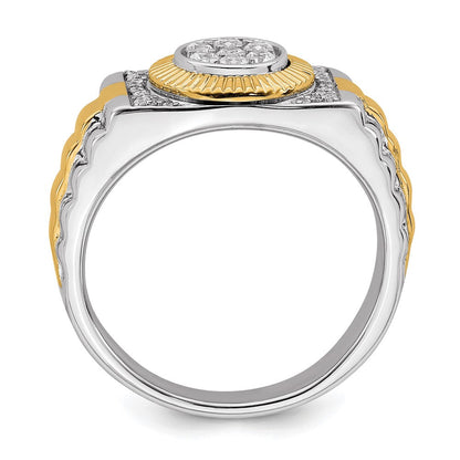 10K Bicolor Herrenring mit 0,33 ct. Labor gewachsenem Diamanten, VS/SI+ G+