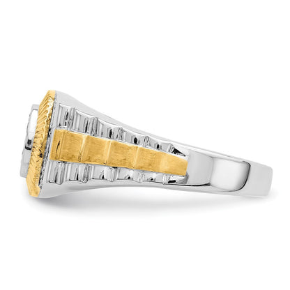 10K Bicolor Herrenring mit 0,33 ct. Labor gewachsenem Diamanten, VS/SI+ G+