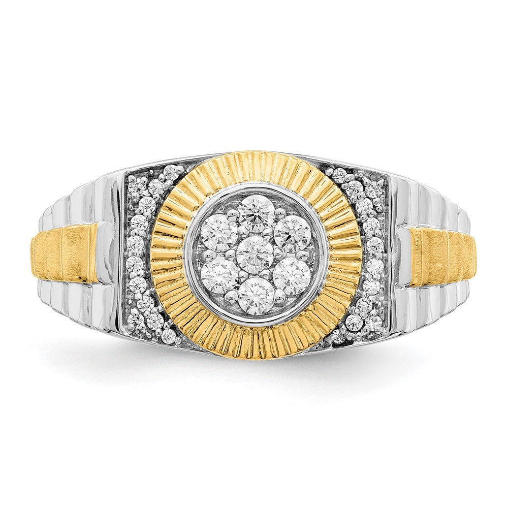 10K Bicolor Herrenring mit 0,33 ct. Labor gewachsenem Diamanten, VS/SI+ G+