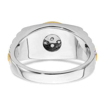 10K Bicolor Herrenring mit 0,33 ct. Labor gewachsenem Diamanten, VS/SI+ G+