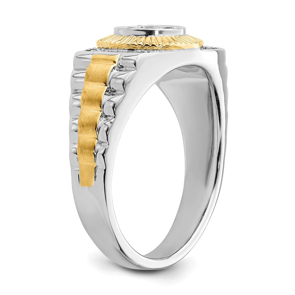 10K Bicolor Herrenring mit 0,33 ct. Labor gewachsenem Diamanten, VS/SI+ G+