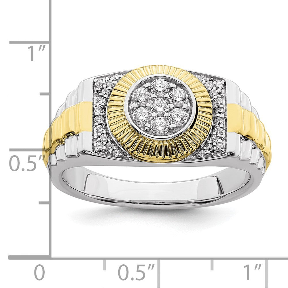 10K Bicolor Herrenring mit 0,33 ct. Labor gewachsenem Diamanten, VS/SI+ G+