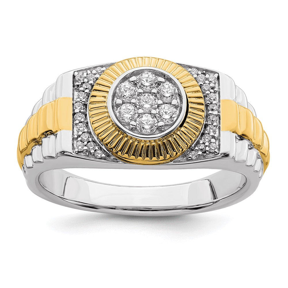 10K Bicolor Herrenring mit 0,33 ct. Labor gewachsenem Diamanten, VS/SI+ G+