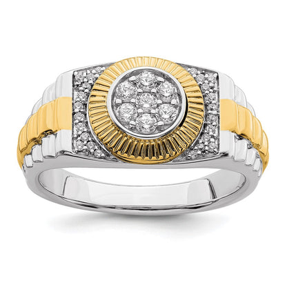 10K Bicolor Herrenring mit 0,33 ct. Labor gewachsenem Diamanten, VS/SI+ G+