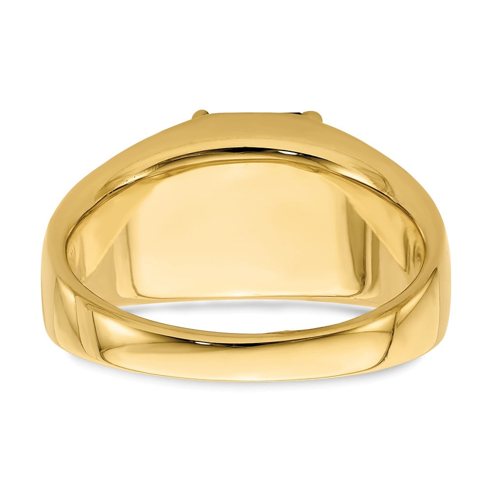 14K Gelbgold Ring mit smaragdgeschliffenem synthetischem Saphir und echtem Diamant, poliert, für Herren