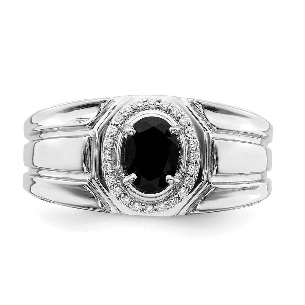 14K Gelbgold Ring mit Onyx und echten Diamanten für Herren