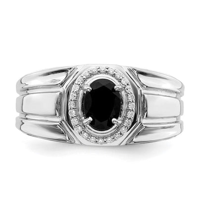 14K Gelbgold Ring mit Onyx und echten Diamanten für Herren