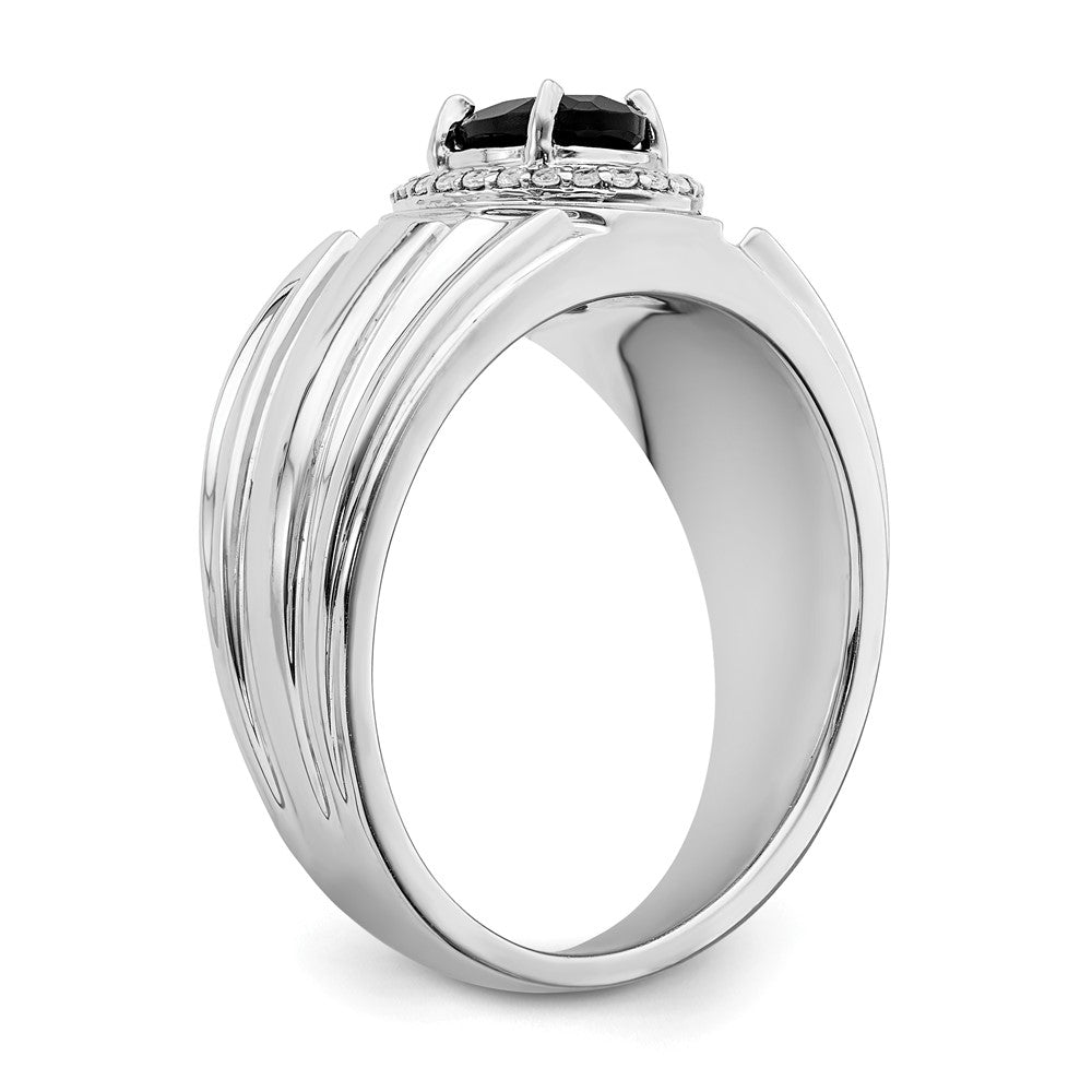 14K Gelbgold Ring mit Onyx und echten Diamanten für Herren