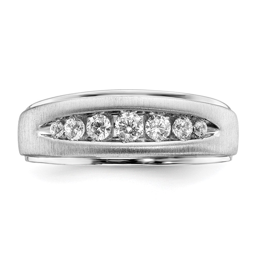 14K Weißgold Ring mit Labor-gezüchteten Diamanten, VS/SI+ G+, doppeltes Millegrain, Herren