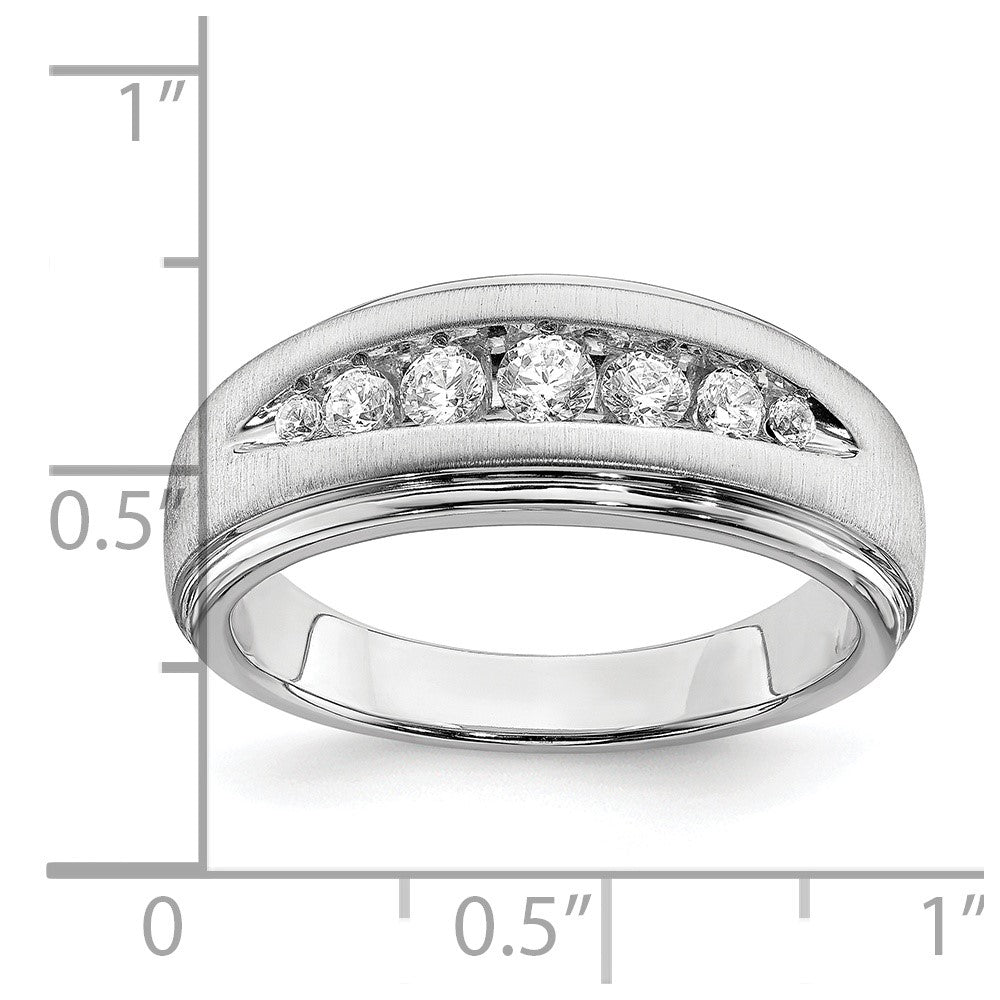 14K Weißgold Ring mit Labor-gezüchteten Diamanten, VS/SI+ G+, doppeltes Millegrain, Herren