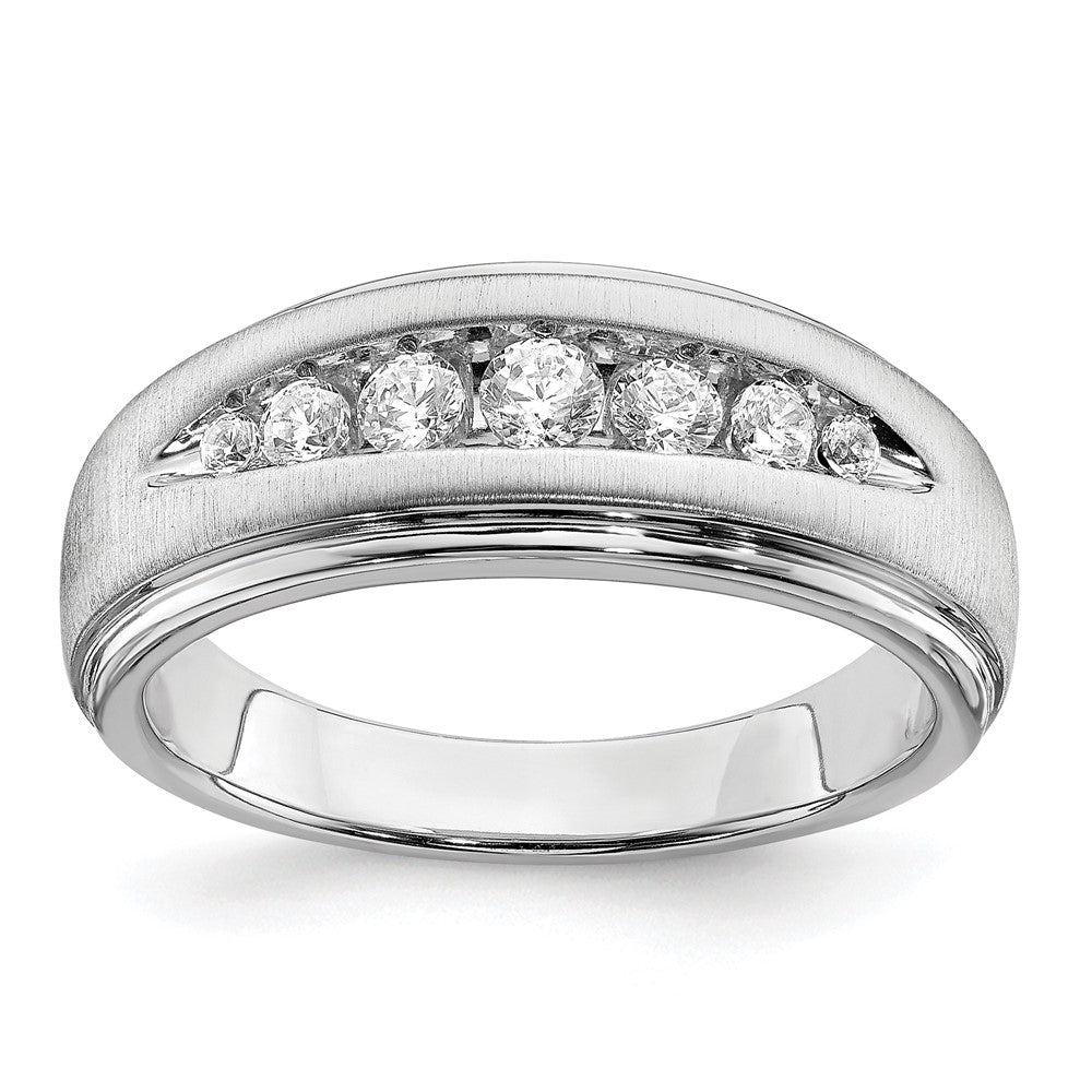 14K Weißgold Ring mit Labor-gezüchteten Diamanten, VS/SI+ G+, doppeltes Millegrain, Herren