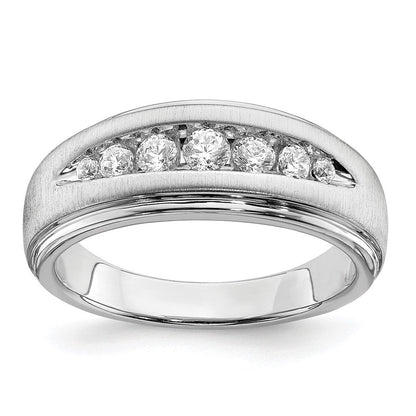 14K Weißgold Ring mit Labor-gezüchteten Diamanten, VS/SI+ G+, doppeltes Millegrain, Herren