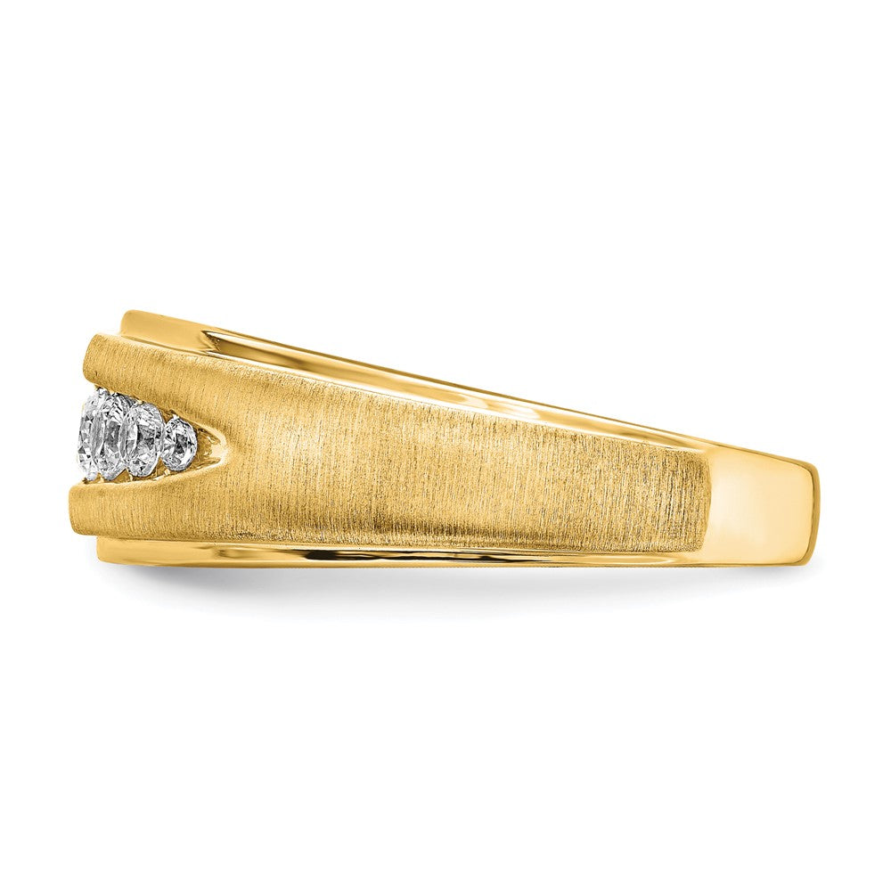 14K Gelbgold Herrenring mit VS/SI FGH gezüchteten Diamanten und doppelter Milgran-Kante