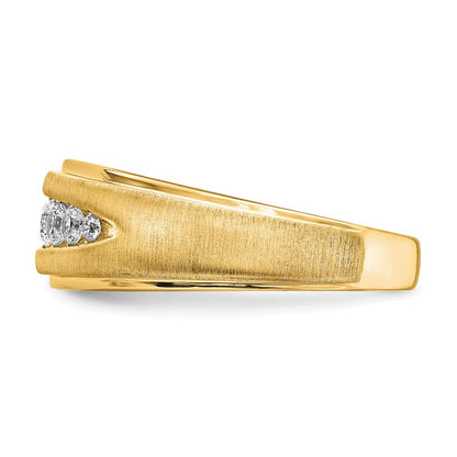 14K Gelbgold Herrenring mit VS/SI FGH gezüchteten Diamanten und doppelter Milgran-Kante