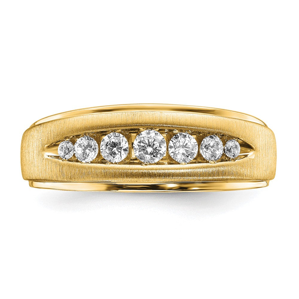 14K Gelbgold Herrenring mit VS/SI FGH gezüchteten Diamanten und doppelter Milgran-Kante