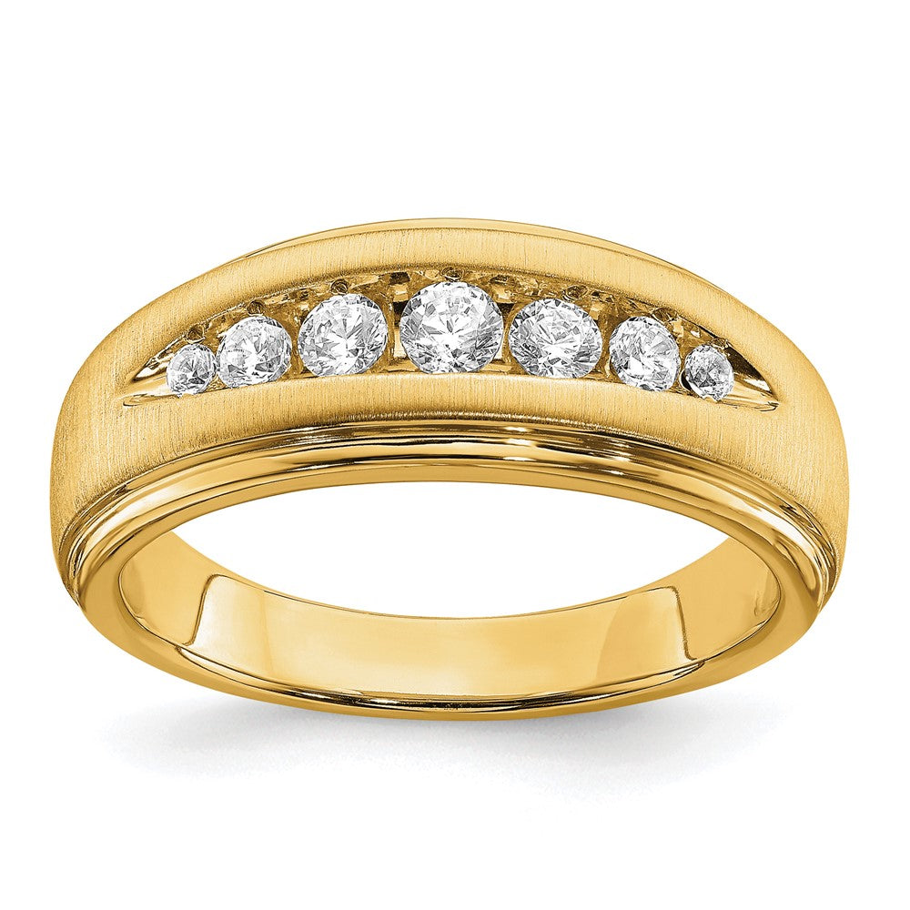 14K Gelbgold Herrenring mit VS/SI FGH gezüchteten Diamanten und doppelter Milgran-Kante
