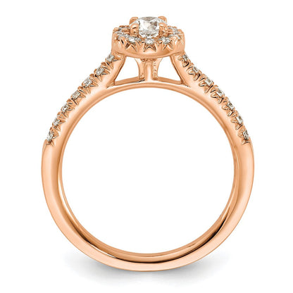 14K Rosegold Verlobungsring mit 0,5 ct. Laborgezüchtetem Diamant, VS/SI+ G+, rund, mit Halo-Fassung